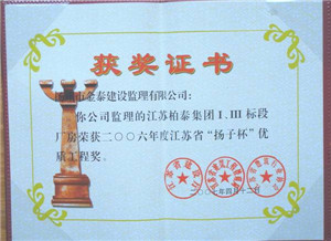 江苏柏泰集团工程，2006年度江苏省“扬子杯”优质工程奖