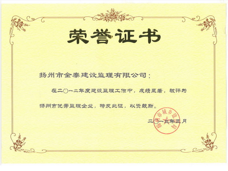 2012市优监理企业